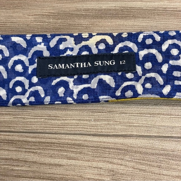 Samantha Sung Blue & Yellow Wavy Dotted Print Fabric Belt main image 8